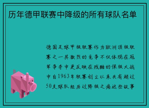 历年德甲联赛中降级的所有球队名单