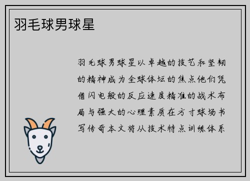 羽毛球男球星